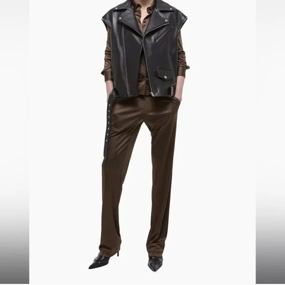 NWT HELMUT LANG fluid car trousers Pants Size L Brown Mushroom - Picture 4 of 14